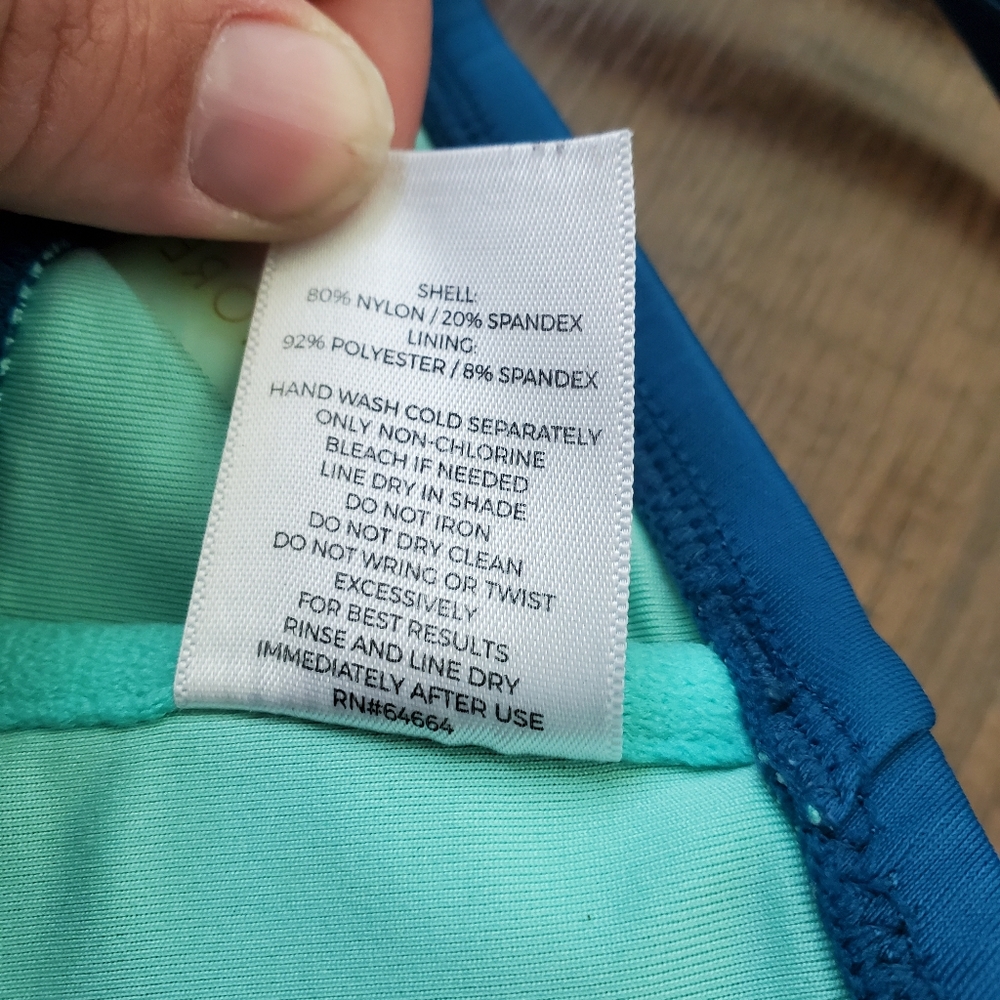 Shade & Shore Two Piece Bikini Set 36D Top Medium Bottoms Teal Crochet - Picture 7 of 7